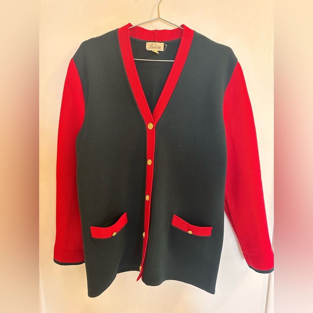 Vintage, vtg, 80s/90s wool cardigan, sweater, sweatshirt, pullover